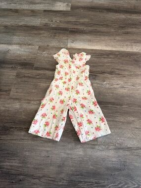 Janie and Jack Girls Floral White and Pink Romper